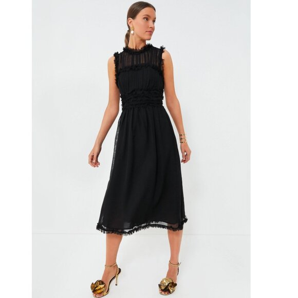 Ulla Johnson Aberdeen Wool Midi Dress Black Size 2 - Picture 1 of 14